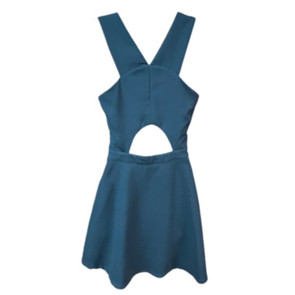 The Impeccable‎ Pig Dress Dark Teal Sleeveless Back Cutout Women Size S V-Neck - Picture 3 of 9